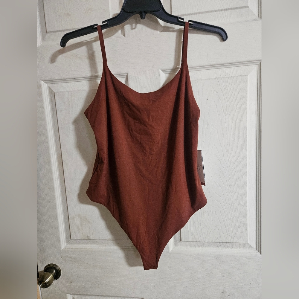 CALIA Women's Inspire Cami Bodysuit: RED BROWN: NEW WITH TAGS: SIZE XL